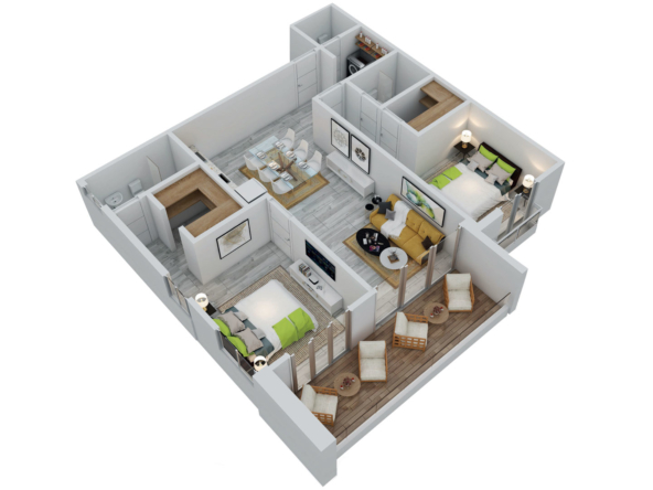Apartment 2 bedrooms type A, The Towers at Vistacana