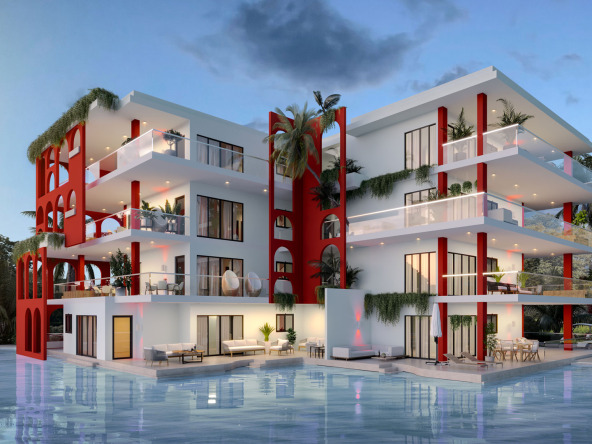 Exterior view side pool, Zafiro project by Blu Terrenas