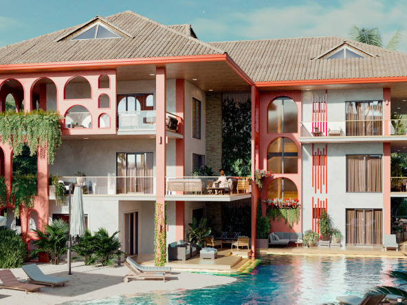Exterior view side pool, Zafiro project by Blu Terrenas