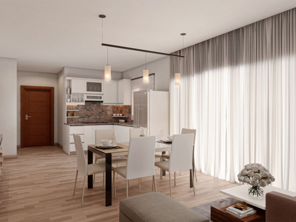 Living room kitchen apartment, Zafiro project by Blu Terrenas